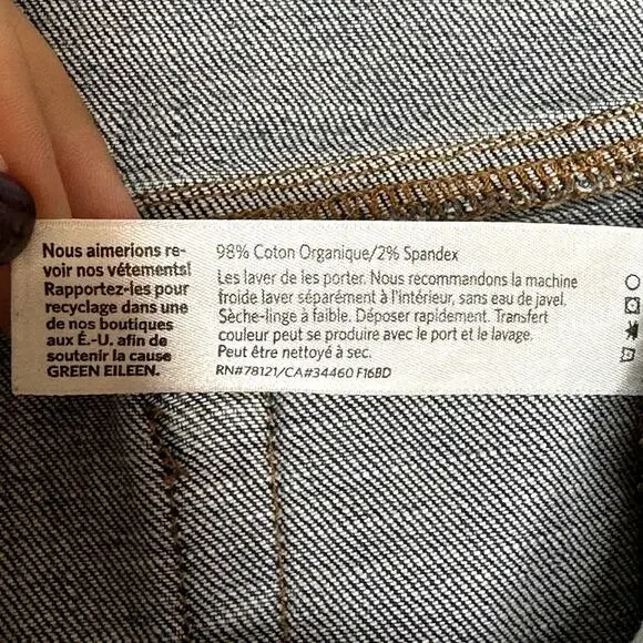 Eileen Fisher Organic Cotton Straight Cropped Cut Raw Hem Denim Jeans Size 8 - Picture 8 of 8